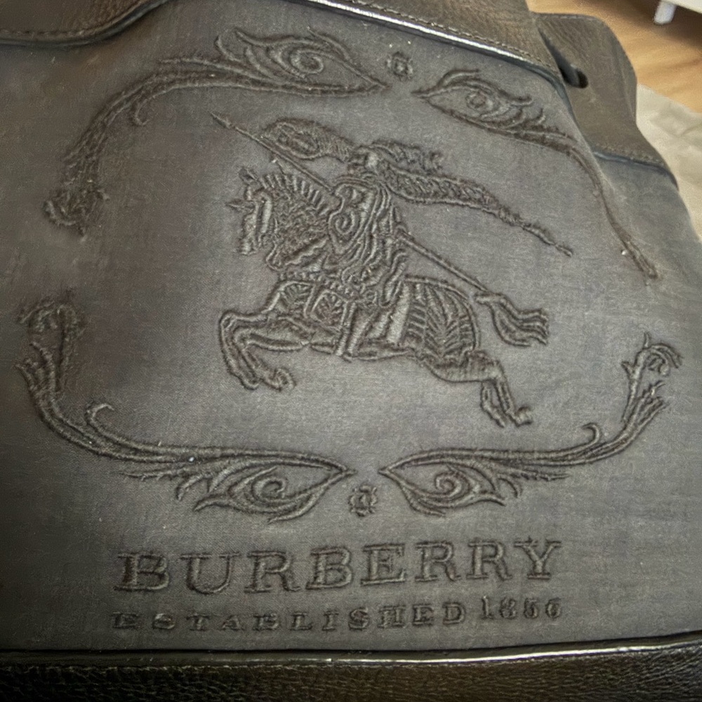 Authentic Burberry Black Embossed Canvas and Leather Bag